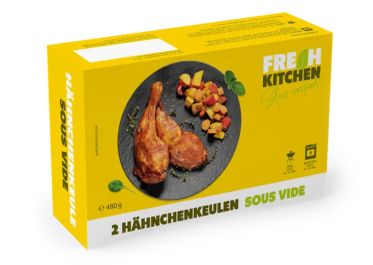 Kartonage Hähnchenkeulen Sous Vide von Fresh Kitchen